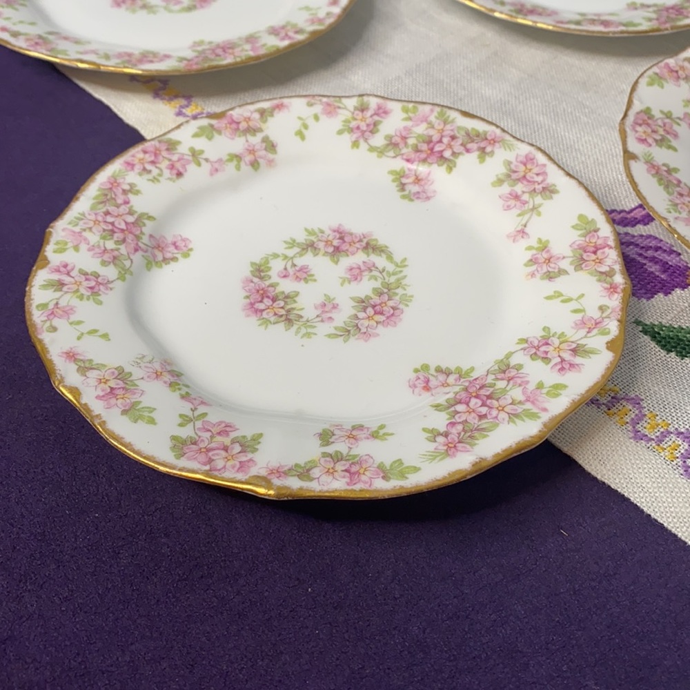 . Vintage Elite Works Floral Plates - Set of 4 - Made in Limoges France